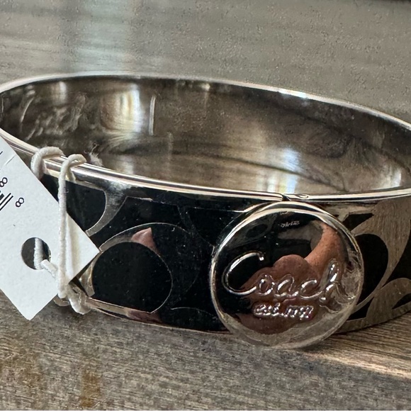 Coach bangle bracelet, black and silver!! New - Picture 2 of 3